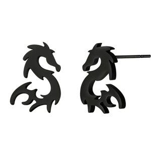 Tiny Black Dragon post Earrings, 2024 Year of the Dragon